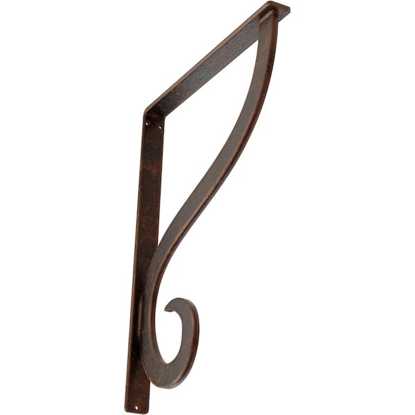 Ekena Millwork Ashford Single, Wrought Iron Bracket, (Single center brace), Antiqued Copper 1 1/2"W x 12"D x 15"H BKTM01X12X15SASACO - main